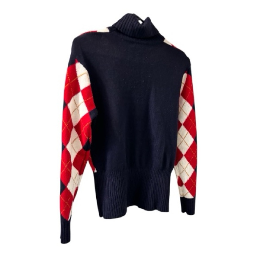 Jones New York Argyle Lambswool Turtleneck Wide Banded Academia Preppy Warm Cozy - Picture 3 of 10